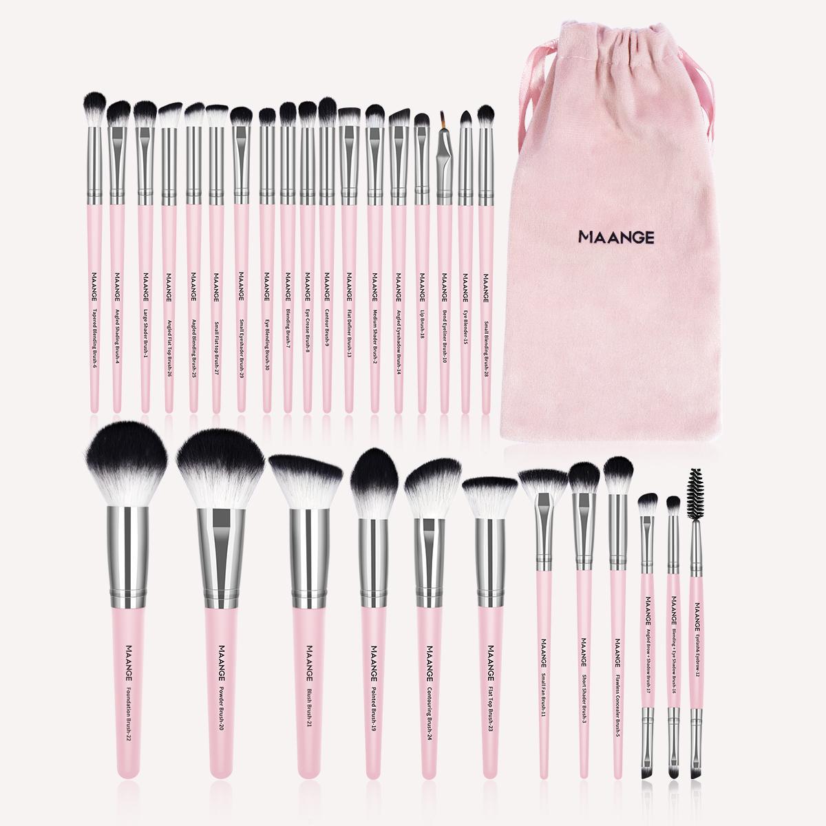 Makeup Brush Set with Pouch, Cosmetic Brush Set, Brush Makeup Kit, 30pcs Versatile Soft Makeup Brushes, Face Makeup Brushes for Foundation, Powder, Concealers, Eye Shadows, Brushes with Soft Bristles for Beginners