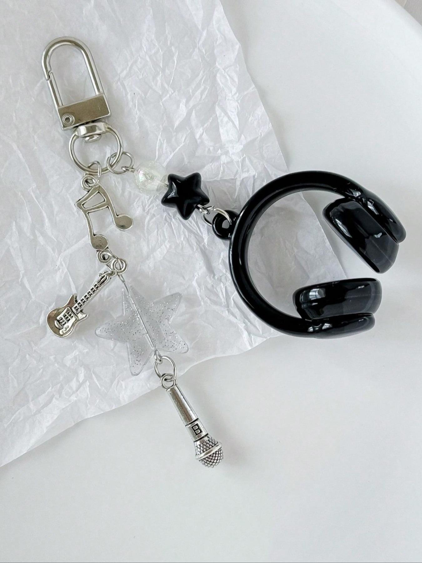 Creative Mini Music Earphone Keychain, Guitar Note Design, Unique Musical Accessory, Perfect Gift for Musicians & Music Lovers