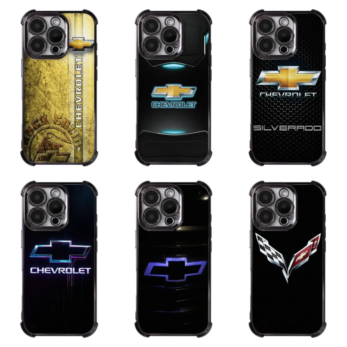 Chevrolet Silverado Racing Logo Hardshell Protective Cover, Shock-Resistant Phone Case with Impact Dispersion Tech & Flexible Rubber Liner, Glossy for iPhone 17/16 Pro/15/14/13/12 Pro Max/Plus & Samsung Galaxy S22-S26, Protectivecover, Impactresist, Iphon