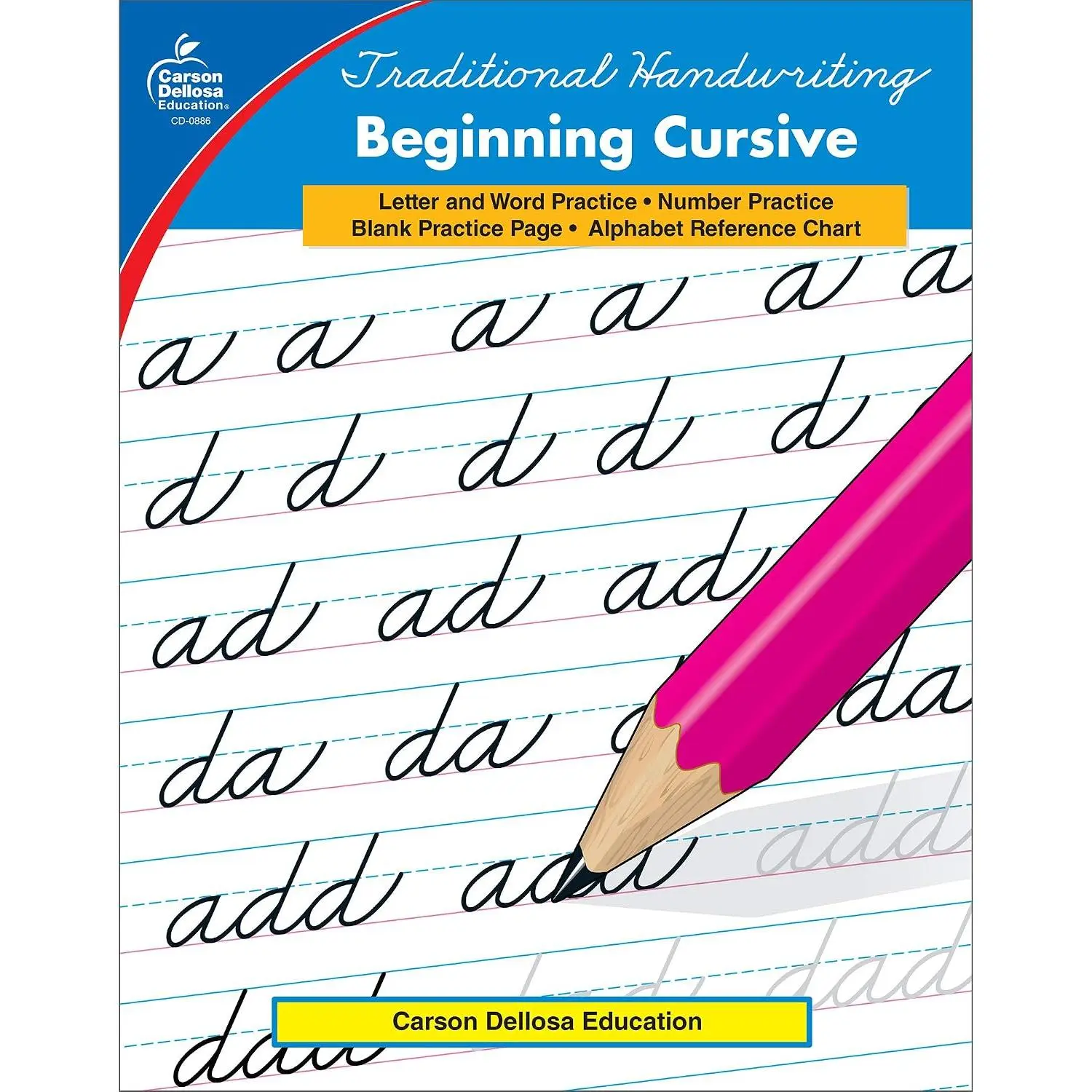 Carson Dellosa Beginning Cursive Handwriting Workbook, Traditional Writing Book With Number and Letter Tracing and Sight Words Practice, Classroom or Homeschool Curriculum - Paperback