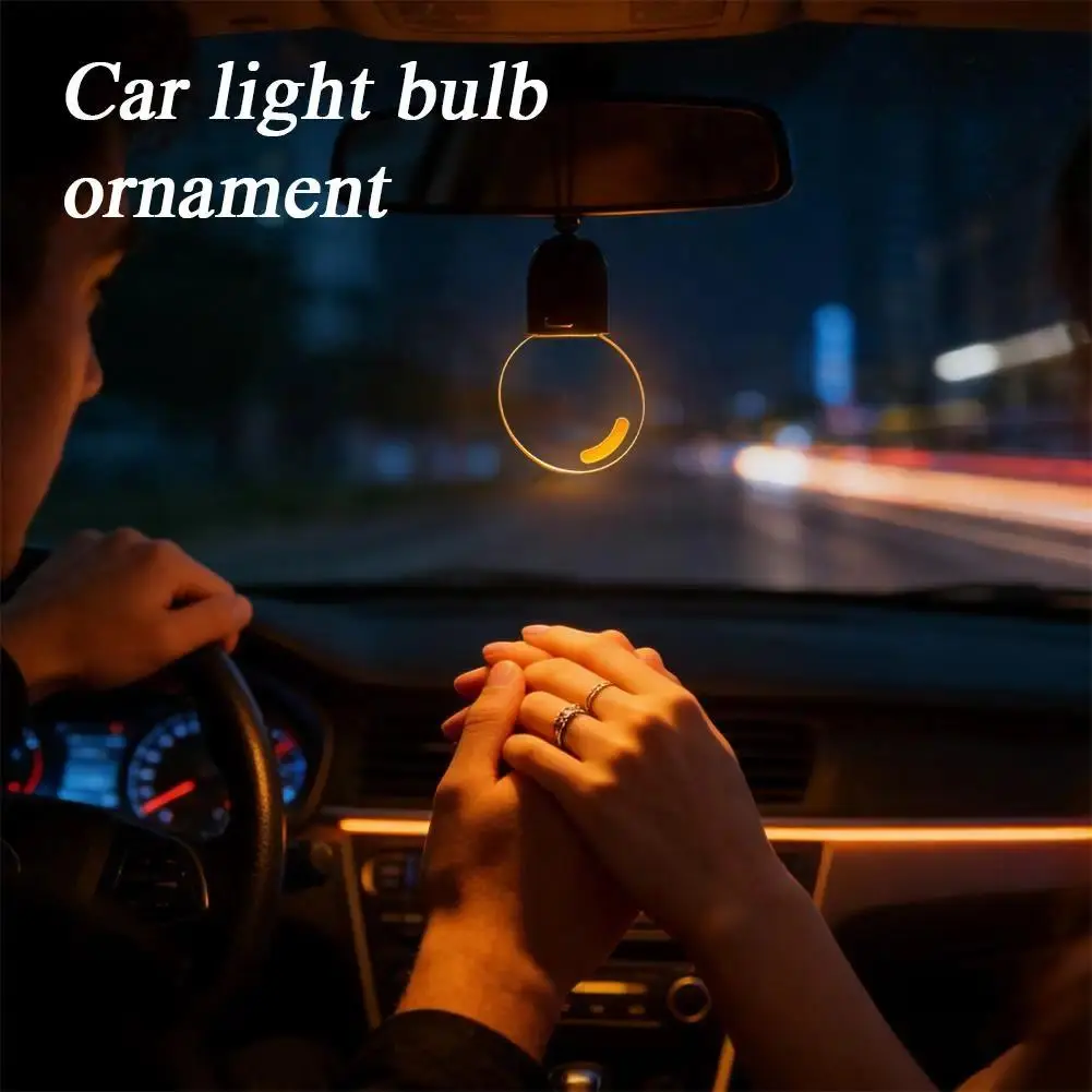 Elegant Bulb Light Car Pendant Mirror Hanging Soft Glow LED Ambient Light Night Light Decoration Ornament for Vehicle