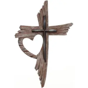 Vintage Jesus Cross Wall Wooden Crucifix for Hanging Christian Decoration - 20 x 30 cm
