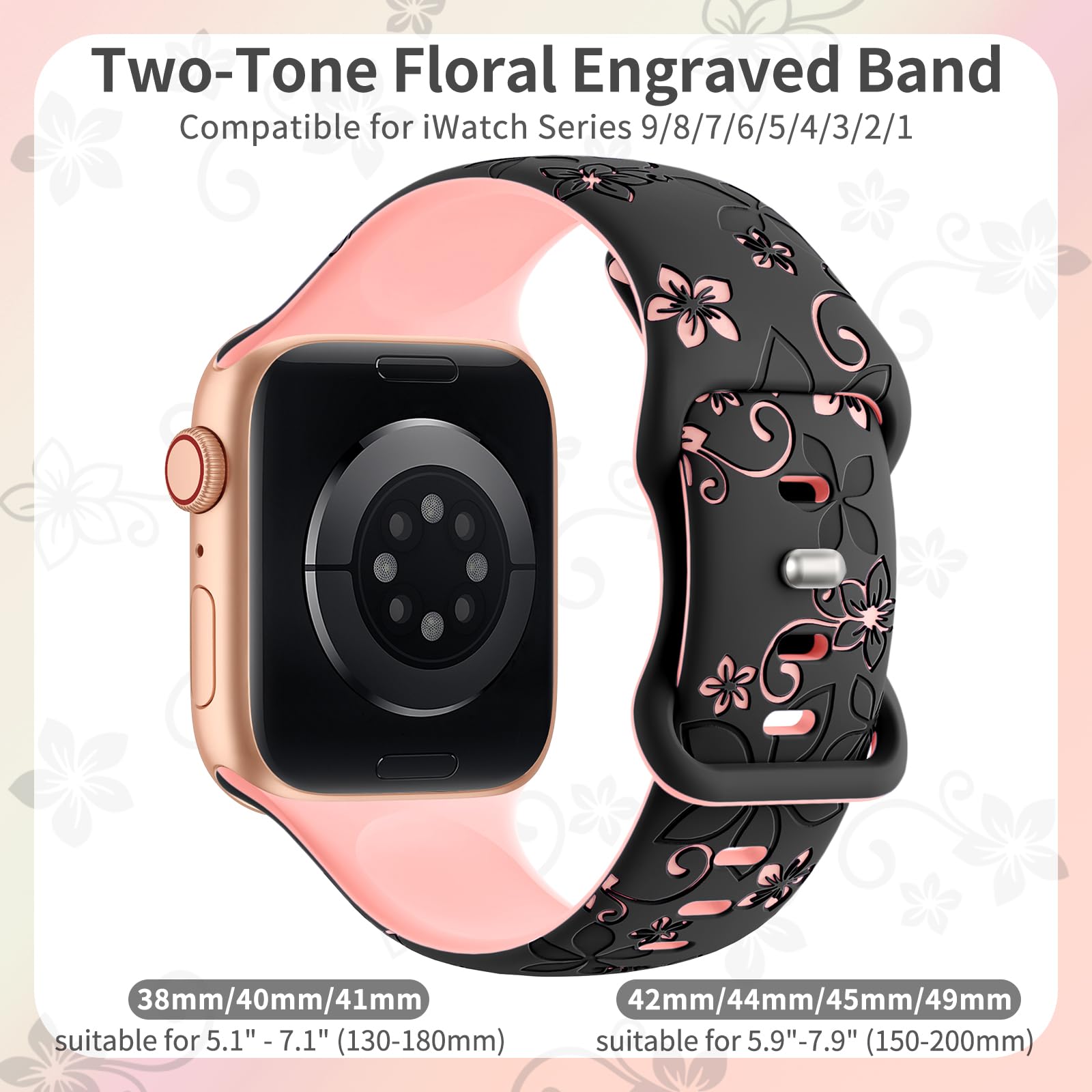 Floral Engraved Strap For Apple Watch Band 46mm 41mm 40mm 44mm 45mm 42mm 49mm Silicone Sport iWatch Series 11 10 SE 9 8 Ultra 2 Floral Engraved Strap For Apple Watch Band 46mm 41mm 40mm 44mm 45mm 42mm 49mm Silicone Sport iWatch Series 11 10 SE 9 8 Ultra 2