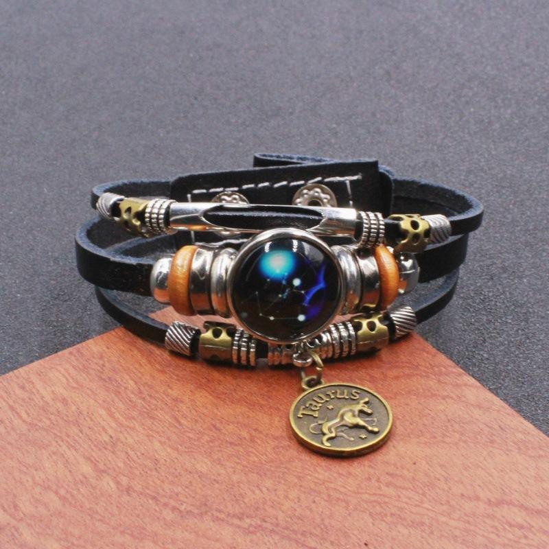 Twelve Zodiac Sign Bracelets Korean Style for Couples and Friends Fluorescent Glowing Bangles Jewelry Gifts Ideal for Her Him