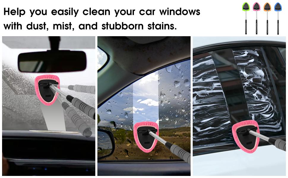 Windshield Cleaner Tool – Car Interior Window Cleaning Kit with Extendable Handle & 4 Microfiber Pads, Auto Wiper Inside Windshield Brush for Car & Home Windows Windshield Cleaner Tool – Car Interior Window Cleaning Kit with Extendable Handle & 4 Microfiber Pads, Auto Wiper Inside Windshield Brush for Car & Home Windows