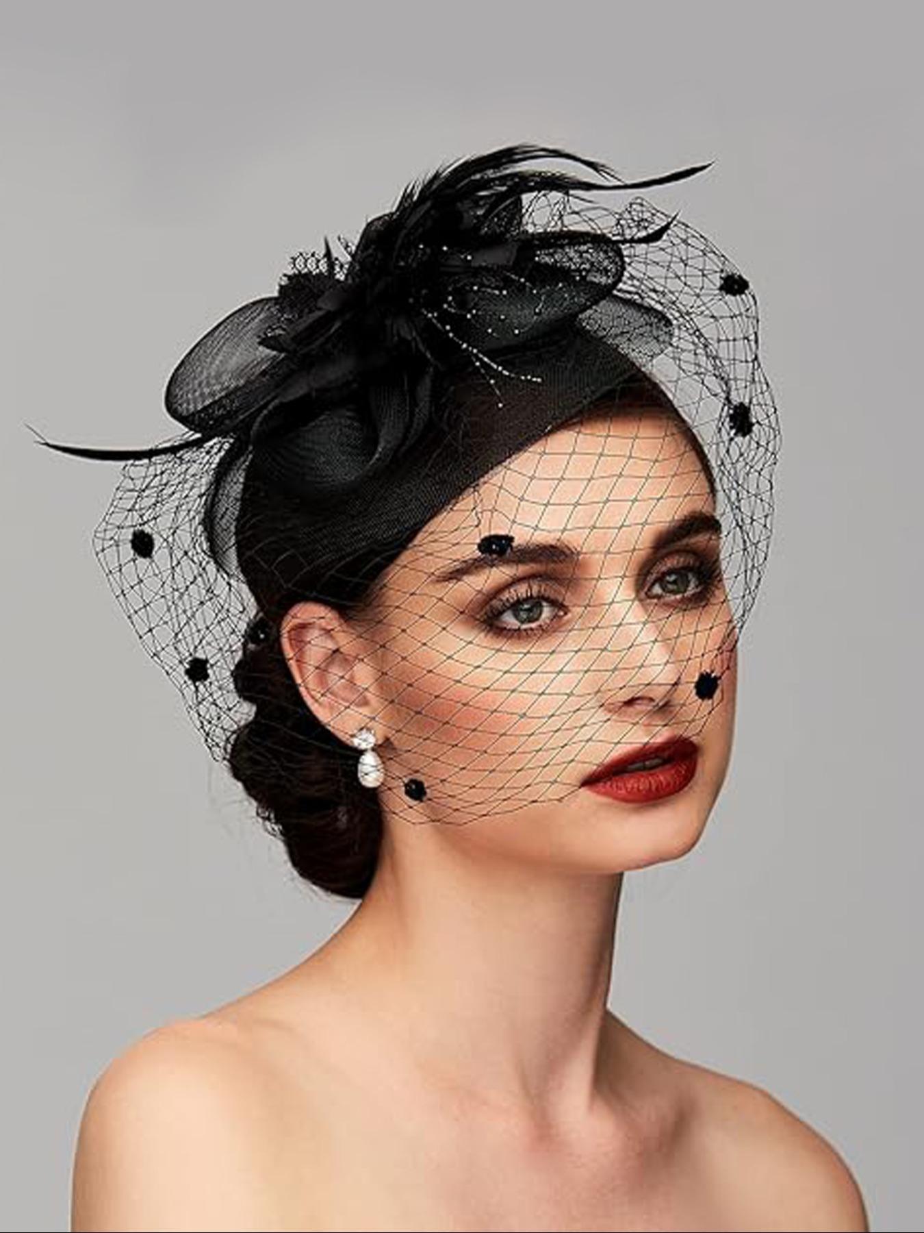 Mesh Floral Decor Fascinators Hat, Elegant Contrast Lace Hat for Wedding Cocktail, Fashion Accessories for Party, Daily Clothing Decor