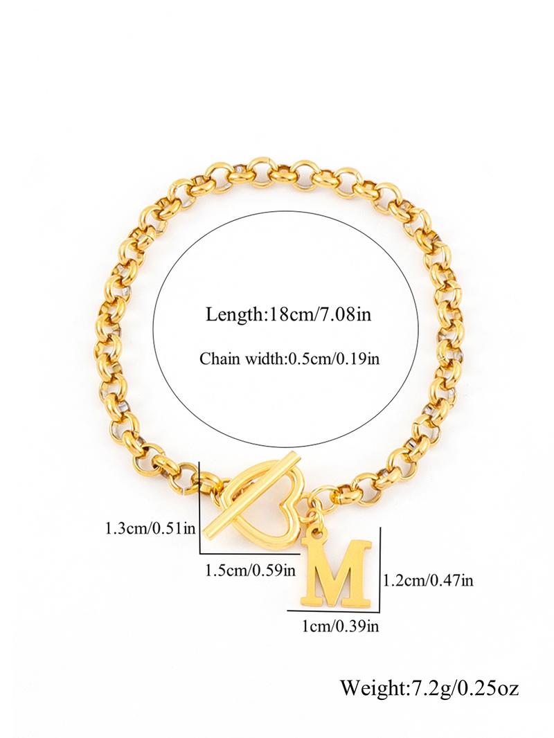 Letter & Heart Design Bracelet, Fashionable Jewelry for Women for Party, Daily Clothing Decor, Trendy All-match & Exquisite Jewelry for Birthday Gift