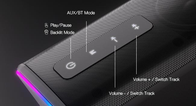 Redragon GS814 Stereo Desktop Speaker, 20W Output, 4 Real Units, BT 5.0/3.5mm AUX, Enhanced Bass, Touch-Control, Dynamic RGB Lighting