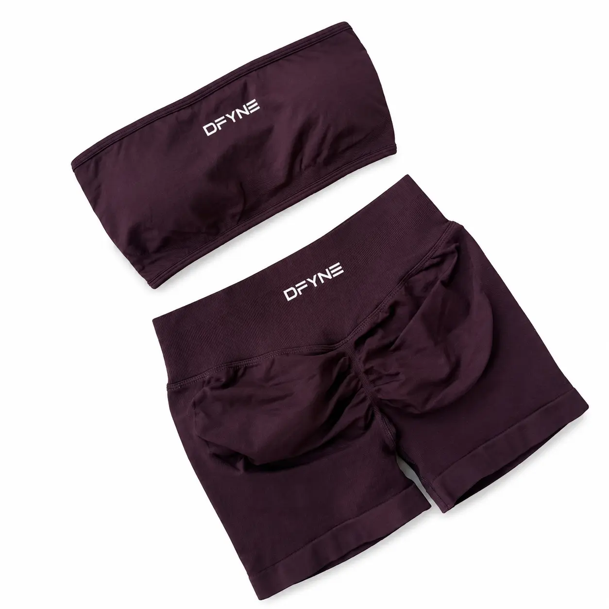 Dfyne Women's 2-Piece Seamless Workout Set, Full-Matte Halter Bandeau Top & High Waisted Tummy Control Leggings, Sports Shapewear for Gym & Yoga, Seamless Yoga Sportswear, Sports Shapewear Set