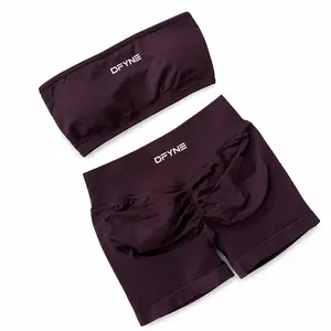 DFYNE Halter Vest Bandeau Women's Sports Yoga Set,Women Halter Bandeau Sports Bra & High Waisted Tummy Control Yoga Leggings Matching Gym Set