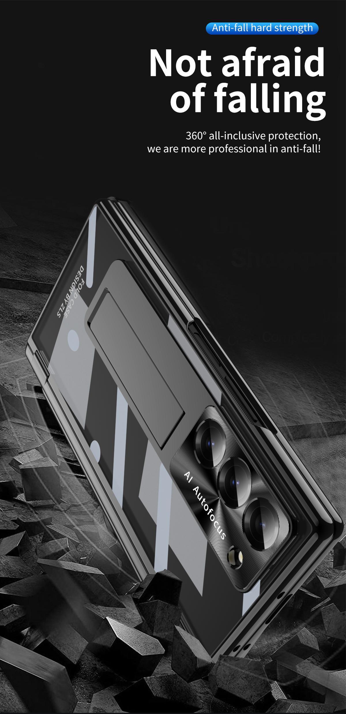 Premium Luxury Transparent Electroplated Case for Samsung Galaxy Z Fold 7/6/5/4/3, Built-in Screen Protector & Magnetic Hinge Protective Cover