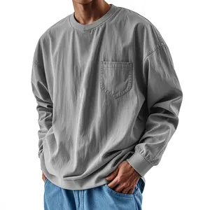 Men's Plus-Size Long-Sleeve Tops: Trendy, Loose-Fit, Breathable, and Versatile. Featuring European sizing, these stylish streetwear-inspired shirts offer comfort and a relaxed look suitable for any occasion and all seasons.
