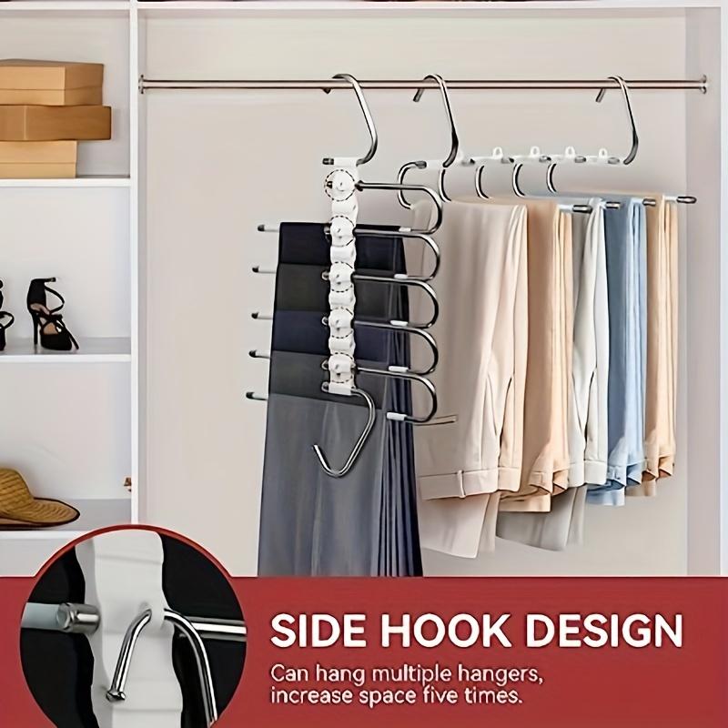 Upgraded 5-Layer Wave Pants Hanger - Multifunctional Space Saving Closet Solution for Leggings, Slacks & Accessories - Seamless Non-Slip S-Type Organizer Rack