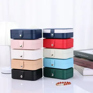 Packing box medium leather jewelry storage box double jewelry stud earrings display compartment classification jewelry box