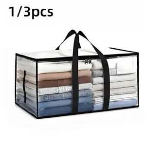 Extra Large Transparent Storage Bag 88L, Waterproof Durable Moving Bag, Thickened Handle Organizer, Clothes Blanket Storage Bag