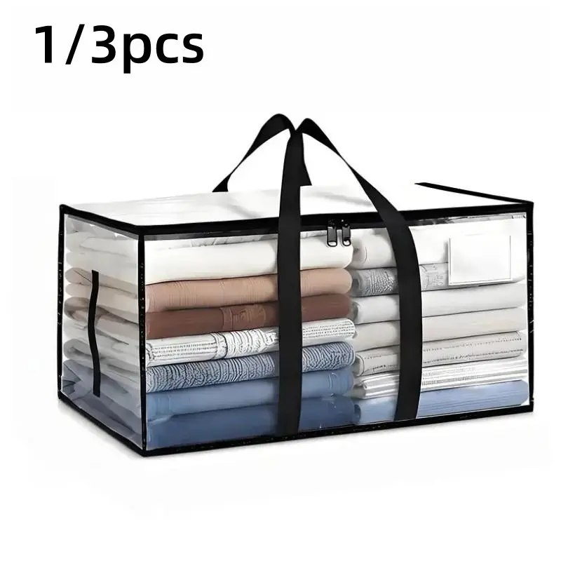 Extra Large Transparent Storage Bag 88L, Waterproof Durable Moving Bag, Thickened Handle Organizer, Clothes Blanket Storage Bag