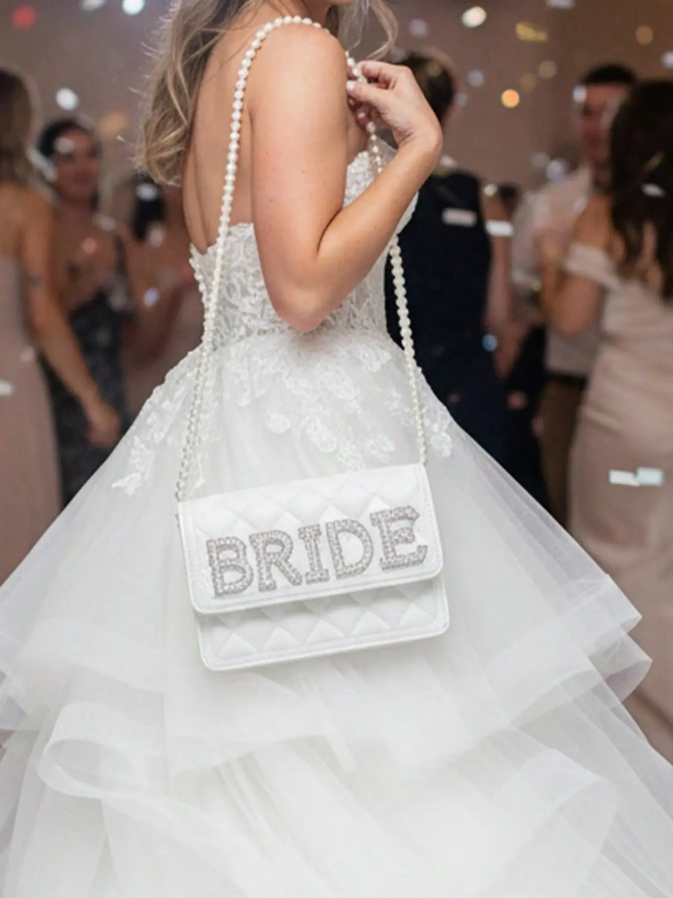 Pearl Decorated Crossbody Bag, Large Capacity, Multifunctional Wedding Shoulder Bag, Perfect for Bridesmaids, Engagements, Beach Parties
