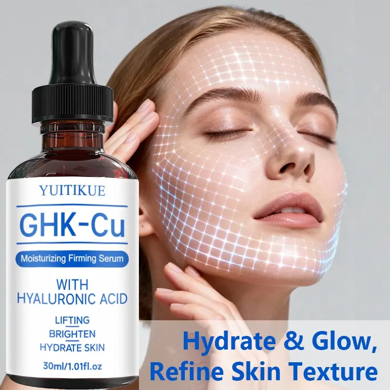 Yuitikue Moisturizing Copper Peptide Serum, Hydrates Dry Rough Skin, Reduces Wrinkles and Sagging, Deeply Nourishes – 30ML