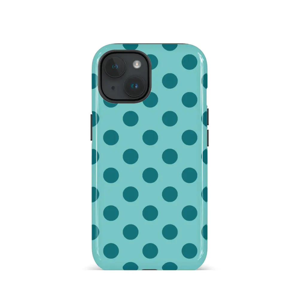 Phone Case - Minimalist Blue Polka Dot Phone Case for Iphone 17, 16 Pro Max, 15 Pro Max, 13, 13 Mini, 12, 11, XS Max, 7, And SE2, Glossy 2-In-1 Design
