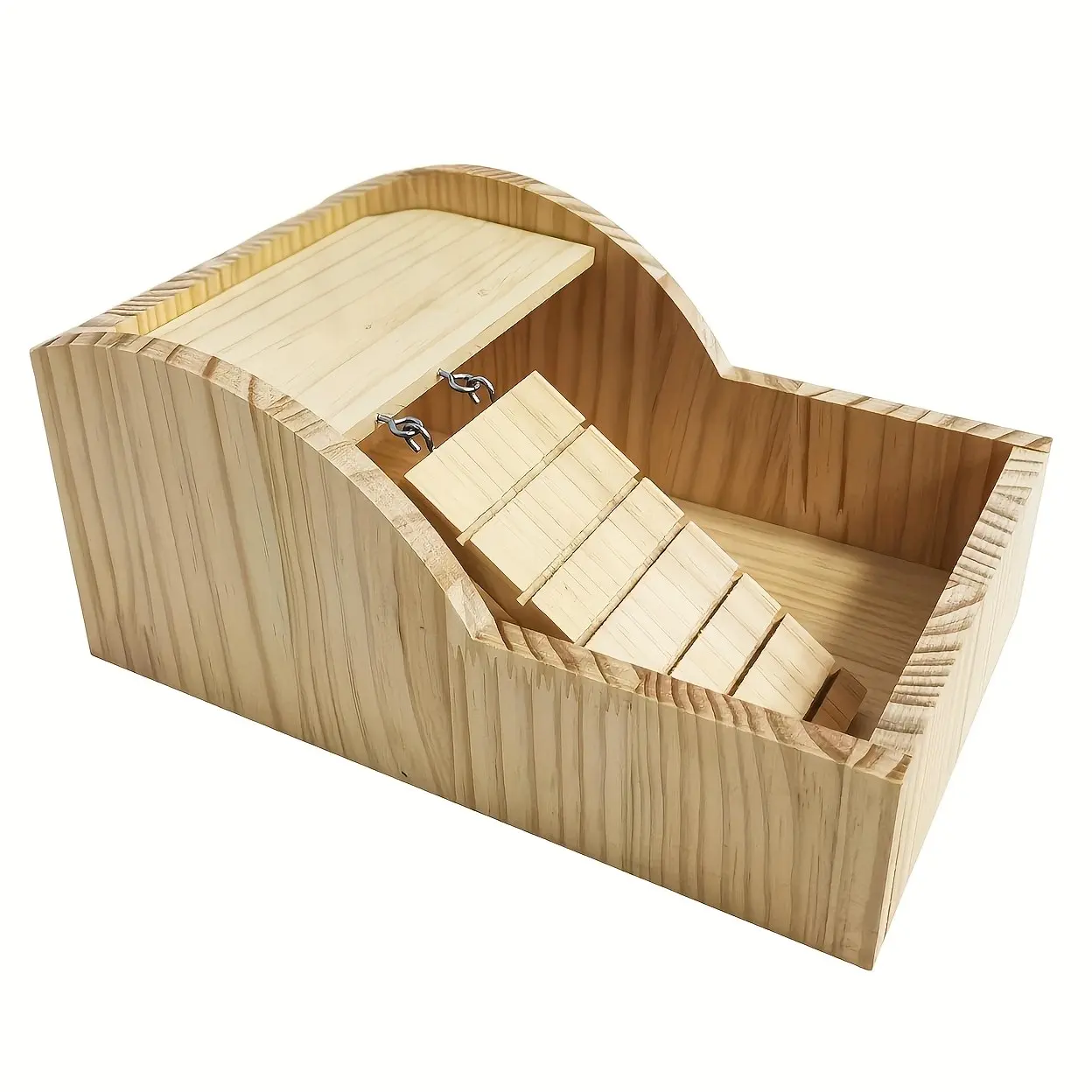 Hamster Sand Bath Box, Wooden Small Animals Shower Room, Chinchilla Digging Sand Bathtub, Climbing Ladder Bowl for Dwarf Syrian Mice, Gerbils, Hedgehog