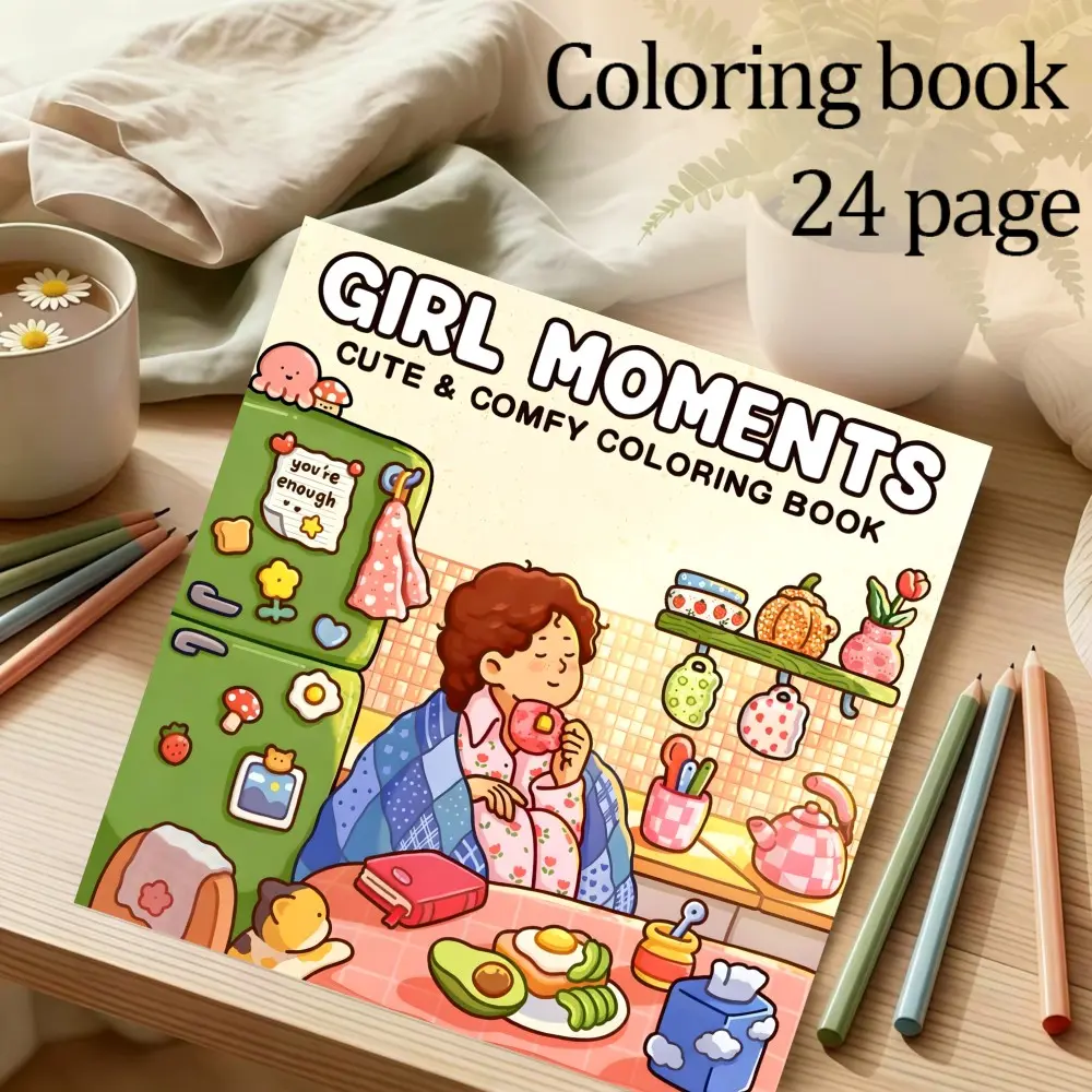 Lazy Girl Coloring Book, 24 Original Designs, 7.9in X 7.9in, Thick Paper, Perfect Gift for Christmas, New Year, Back-To-School, Parties
