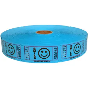 INDIANA TICKET CO. 2000 Count Raffle Tickets, Smile, (Blue) - Tickets for Fundraisers, Carnivals, Door Prizes, 50/50 Drawings, Food & Drink, Events, Classroom Rewards - 1 of 8 Colors - Made in USA