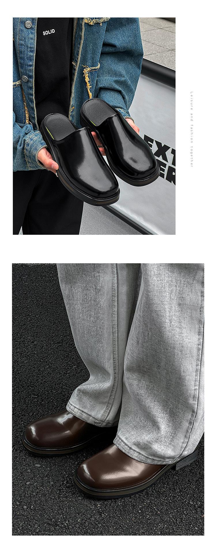 Men's Shoes 2026 New Summer Men's Big Head Muller Toe Box for Outdoors Boken Shoes Tide Half Slippers Slip-on,Gift brown Footwear