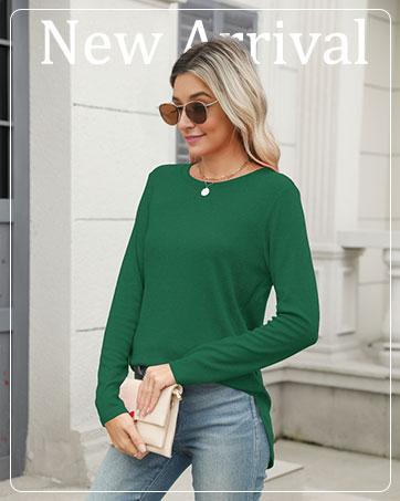 Wiholl Womens Long Sleeve Round Neck Shirts Side Split Basic Loose Tunic Tops Casual 2025 Crewneck Womenswear SpringStatements Wiholl Womens Long Sleeve Round Neck Shirts Side Split Basic Loose Tunic Tops Casual 2025 Crewneck Womenswear SpringStatements