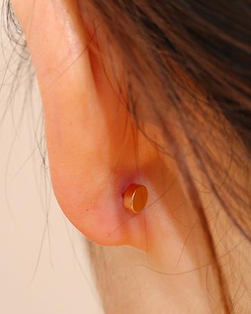 Stylish Small Hypoallergenic Flat Back Stud Earrings for Women Men 14K Gold Plated Surgical Stainless Steel Earring Sets Tiny Screw Back Cartilage Earring