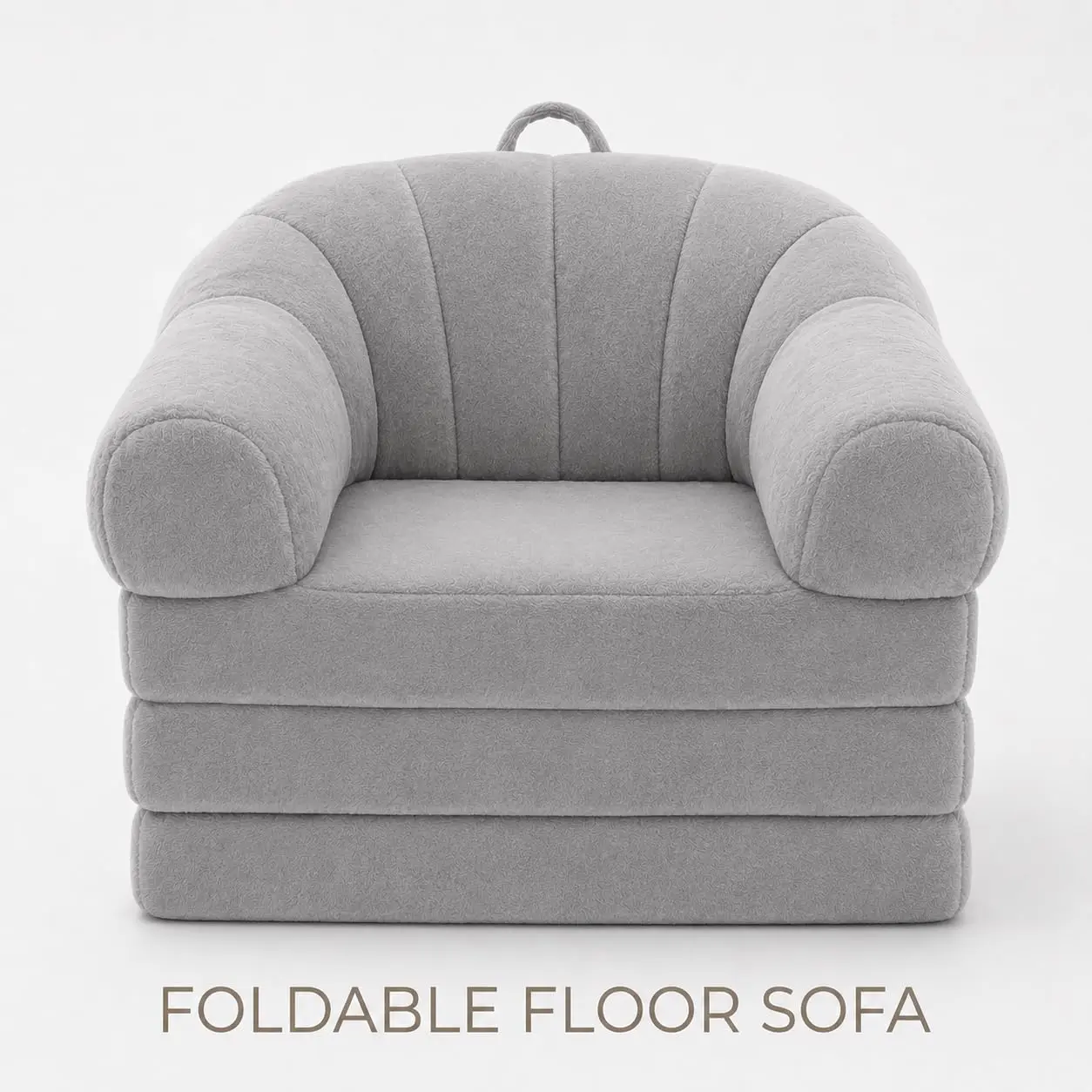 Garvee Comfy Folding Sofa Bed Convertible Sleeper Chair – 2-in-1 Collapsible Floor Couch with U-Shaped Arms, Backrest & Handle, No Assembly – Space-Saving for Living Room, Bedroom, Apartment – Gray