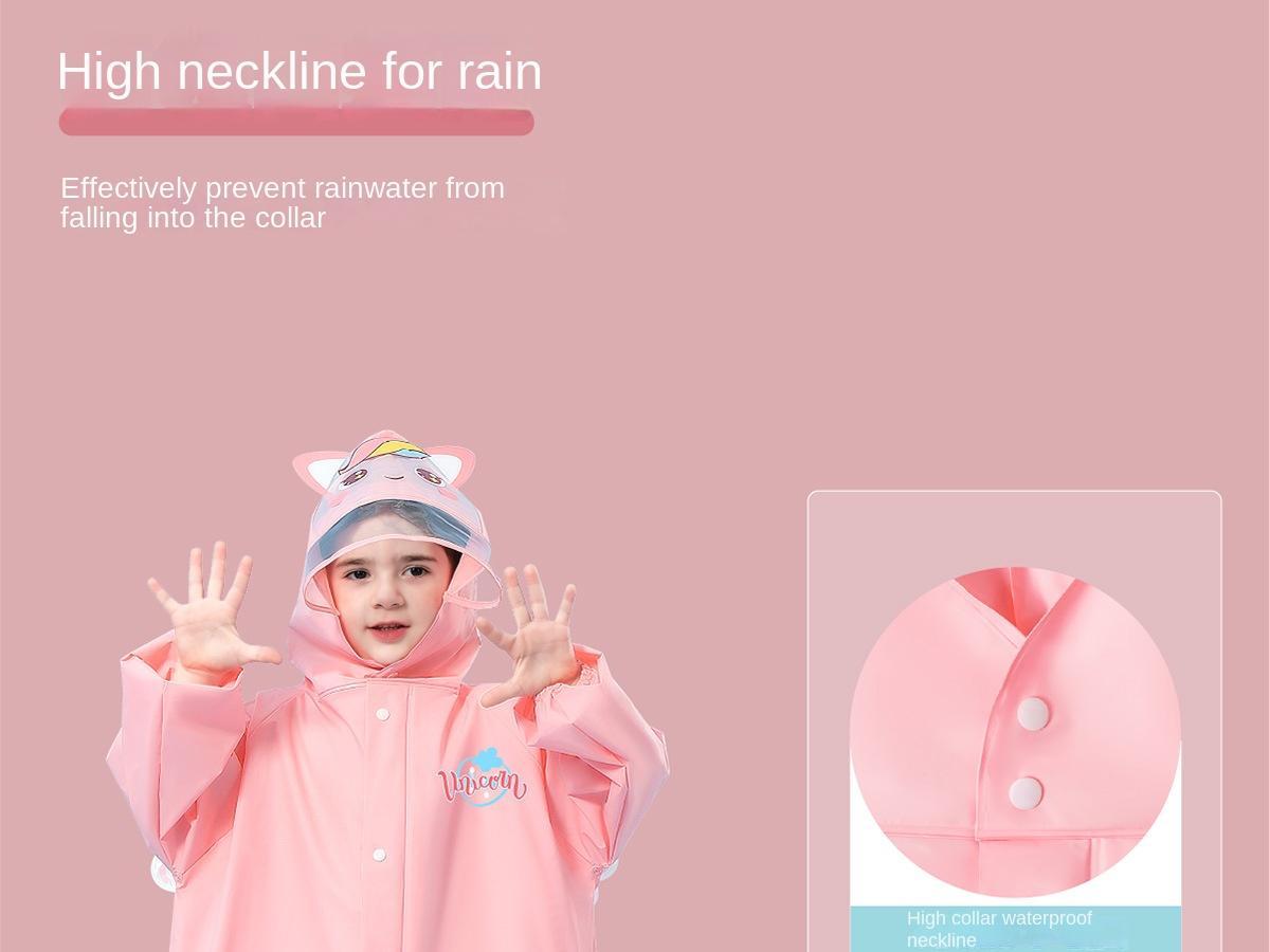 Children's Raincoat Girls Boys Kindergarten Preschool Elementary School Preschool Backpack Location Waterproof Raincoat for Kids