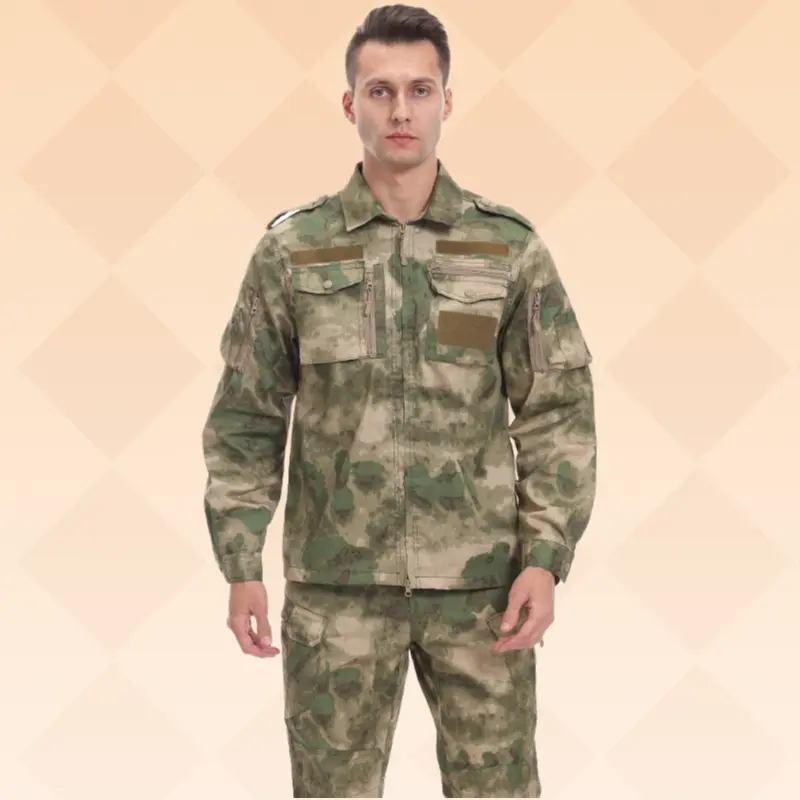Men's Camouflage Suit Outdoor Tactical Outfit Wear Resistant Long Sleeve Combat Training Clothing For Field Activities Hiking Camping