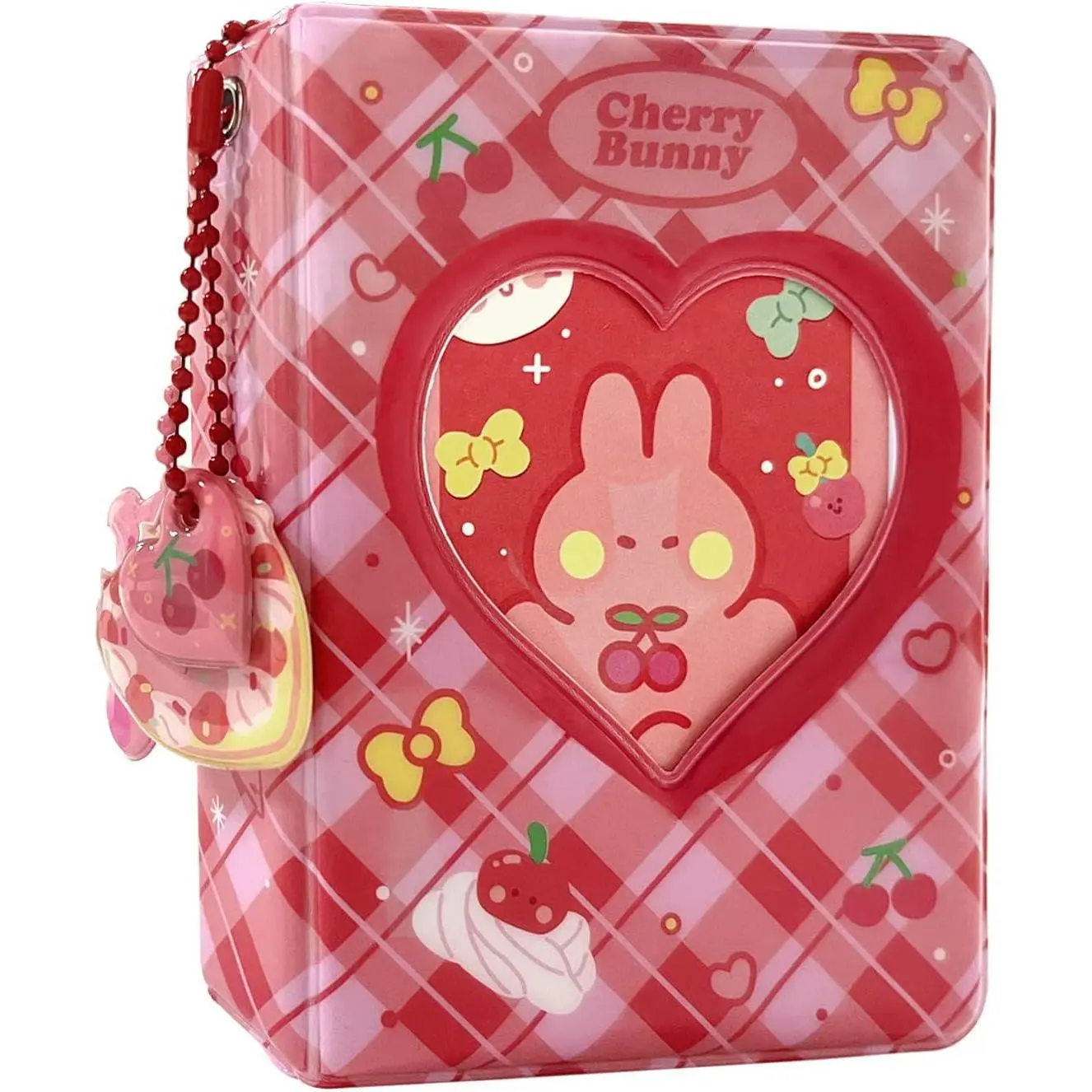 3 Inch Photocard Album Mini Photo Album, Love Heart Hollow Photocard Id Holder 40 Pockets With  Pendant