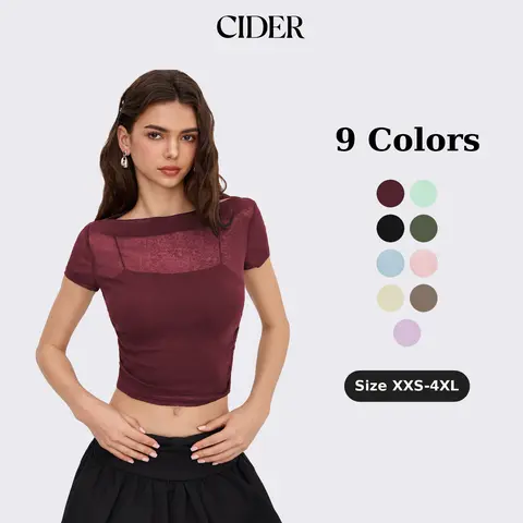 Cider Off-shoulder Ruched Short Sleeve Tee & Cami Top
