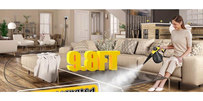 99% Sterilization Handheld Steam Cleaner with 10 Attachments - High-Pressure, Fast Heat-Up for Cars, Grout, Bathrooms, Upholstery - Large Tank, Safety Lock, No Chemical Residue, Includes Nylon Brushes & Squeegees, Steam Cleaner for Car