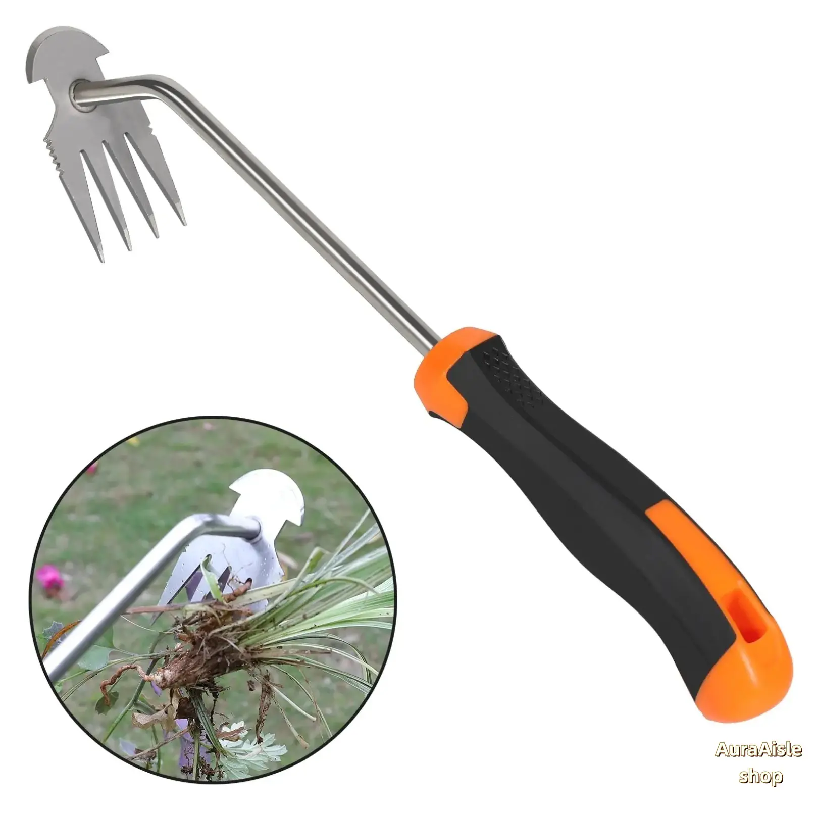 Portable Manual Hand Weed Puller Tool, Sturdy Metal Weeder With Ergonomic Handle For Complete Root Removal, Practical Gardening Accessory For Vegetable Beds, Backyard Lawn Care, Farm Cultivation & Daily Plant Maintenance