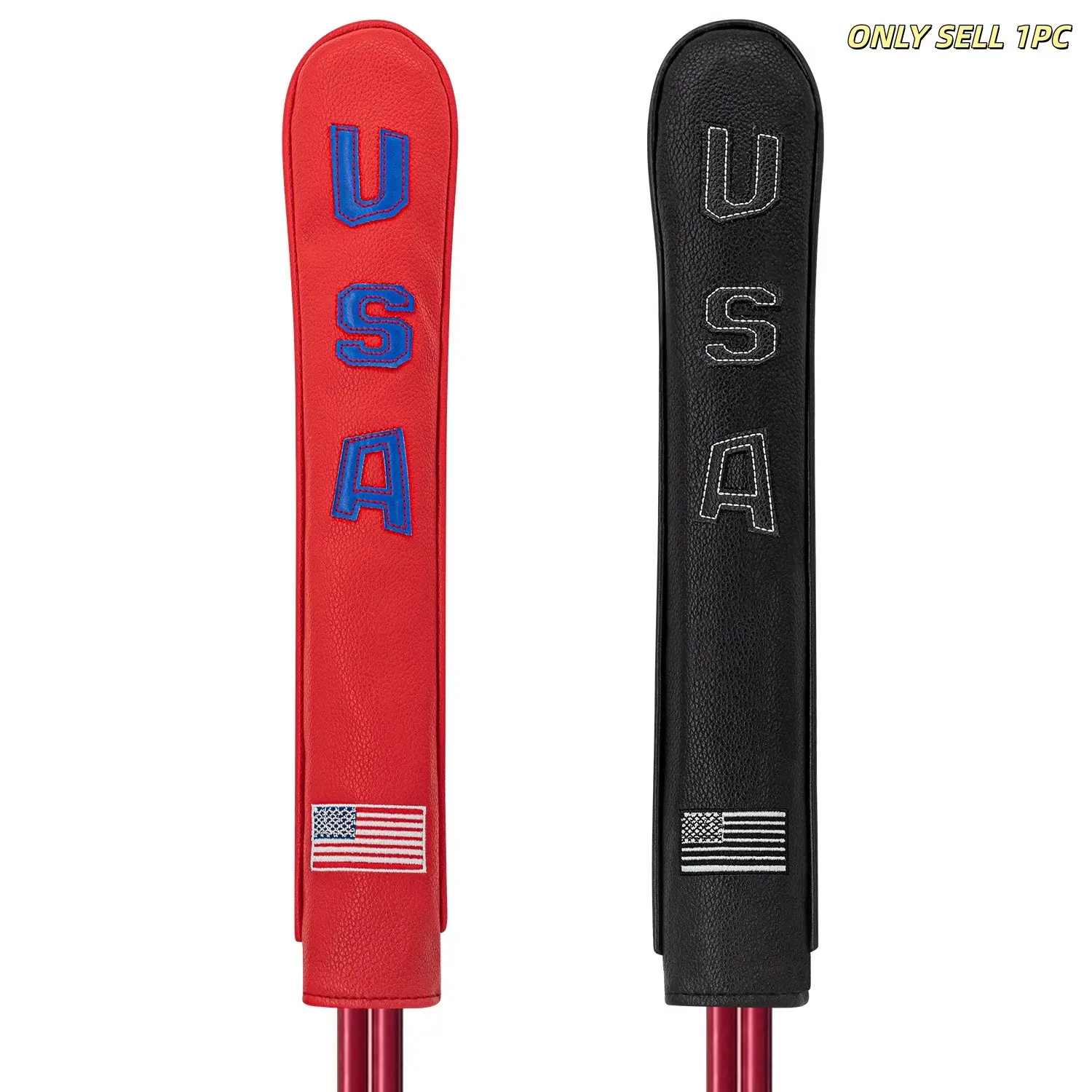Usa Letter & American Flag Embroidery Golf Alignment Stick Cover, Thick Premium PU Golf Training Rod Protector Sleeve, Unisex Golf Accessories