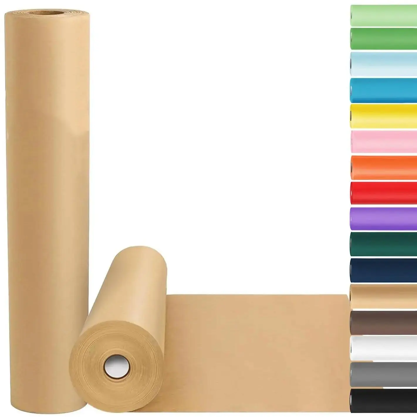 Brown Craft Paper Roll - 17.5"x1200" 100 ft Length, 70GSM 50LB Recycled Pulp Packing Paper, Breathable Cuttable Sizes for Arts & Crafts, Shipping Supplies