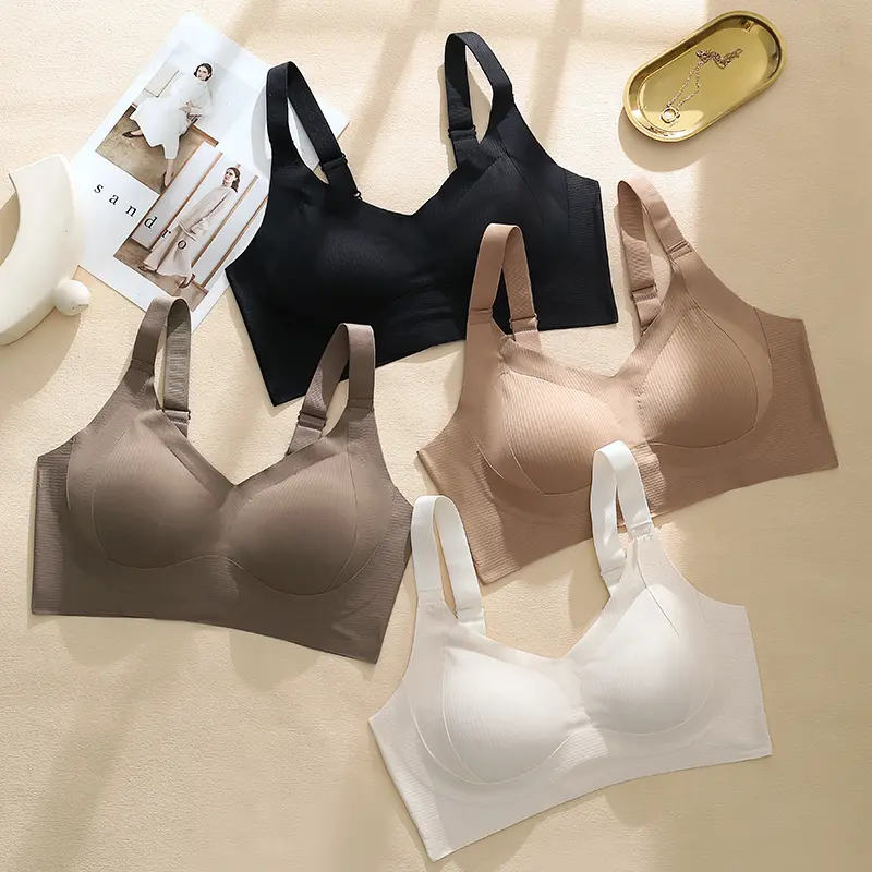 4 Pcs Full Cup Adjustable Underwear Women Bra Anti-sagging Large Size Ladies Thin Bra