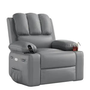Christmas DealGARVEE 27'' Electric Power Oversized Rocker Swivel Recliner Chair with USB Charger, Vibrating Massage, Heating, and 1.5X Sponge Filling for Comfortable Living Room, Bedroom, and Nursery Use