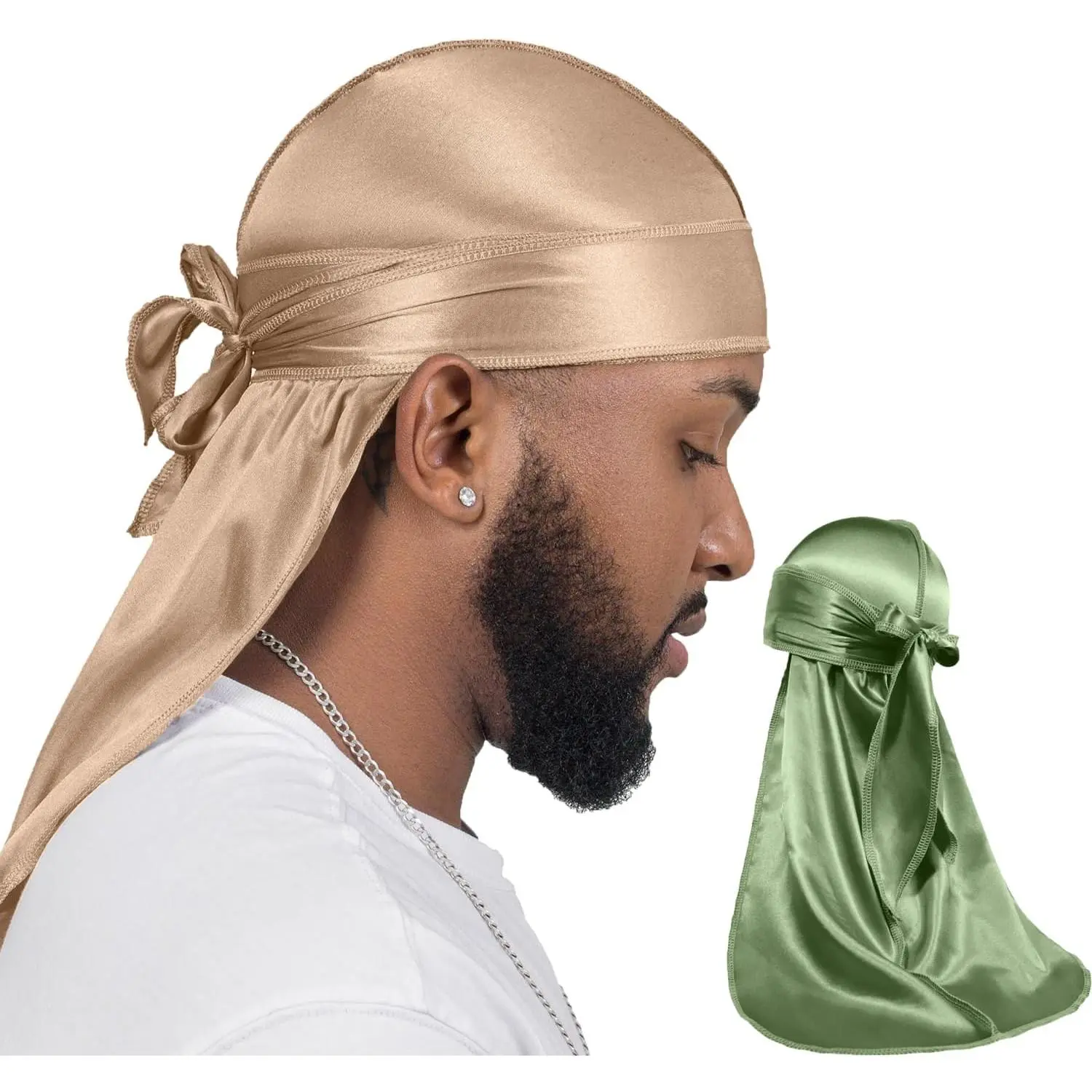 2 Pieces Silky Durag Pack Men Women Waves, Premium Satin Deluxe Du-rag