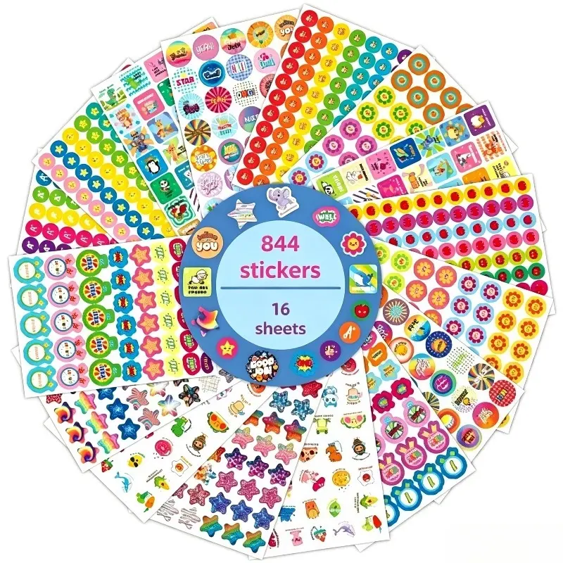 844PCS Reward Stickers for Kids, Teacher Classroom Incentive Stickers, 16 Sheets for Preschool Elementary Teachers Parents Toddlers, Behavior Chart Daily Chores Motivation, Classroom Decorations