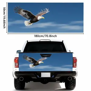 1pc a 50 by 70.87 inch Majestic Bald Eagle Mid-Flight Car Tail Sticker Featuring a Design of a Clear Blue Sky with White Clouds, Showcasing a Soaring Eagle with Brown Feathers And a White Tail. It Is Self-Adhesive, Waterproof, And Weather-Resistant