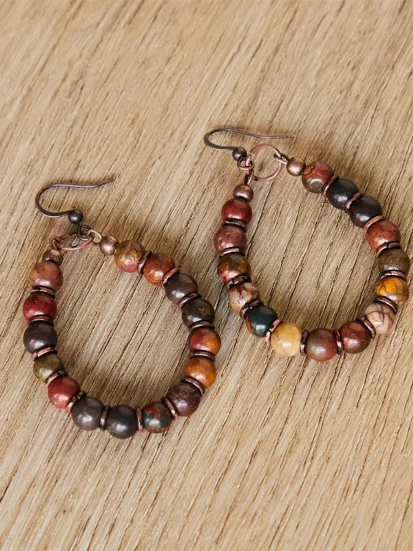 Vintage Creative Water Drop Beaded Earrings, Bohemian Vintage Ear Jewelry Memorial Gift, Unique Design for Women & Girls, Boho Style Jewelry