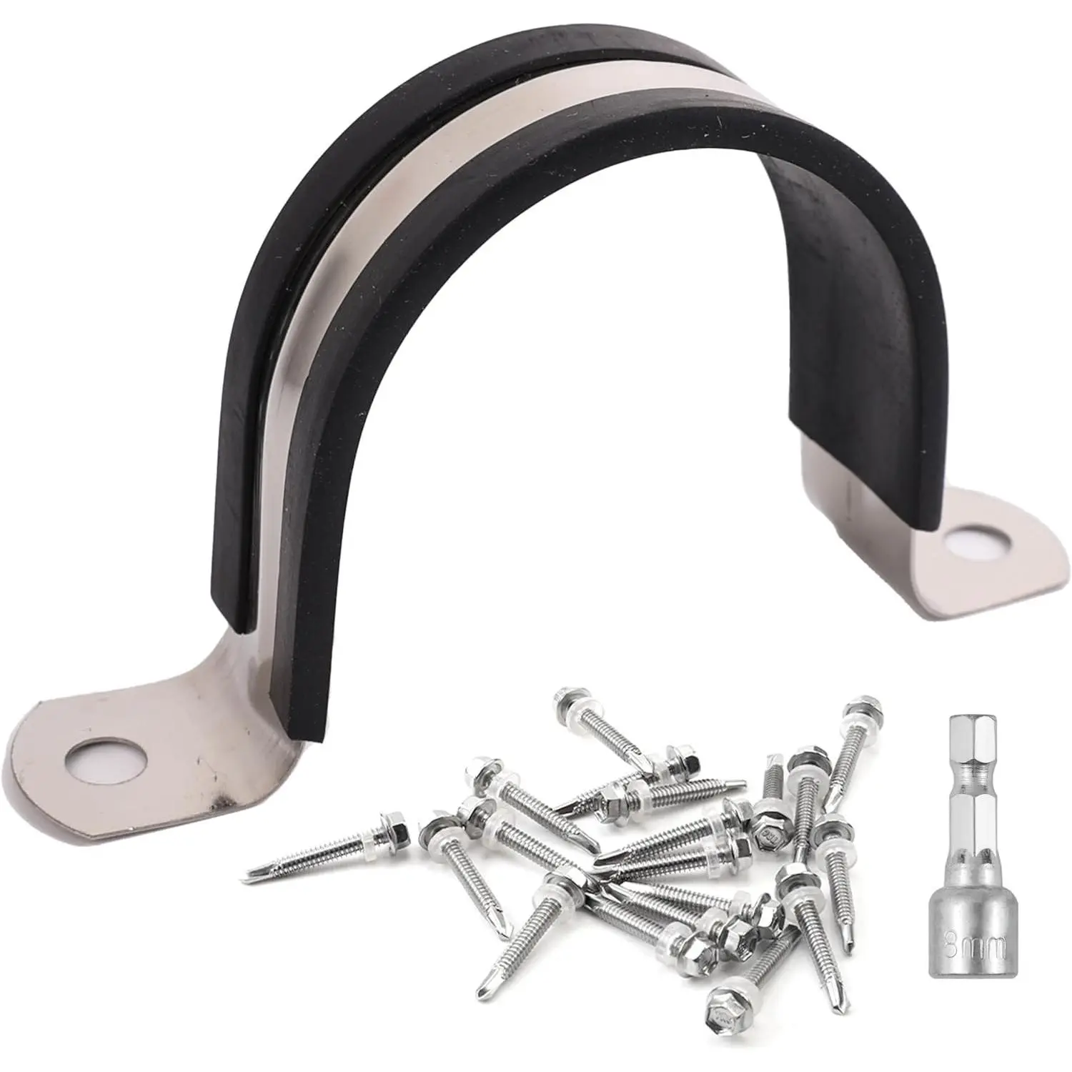 Pipe Clamps,304 Stainless & Rubber Cushioned Heavy Duty Conduit clips (SCH 3 in (89 MM) - 06 Pack)