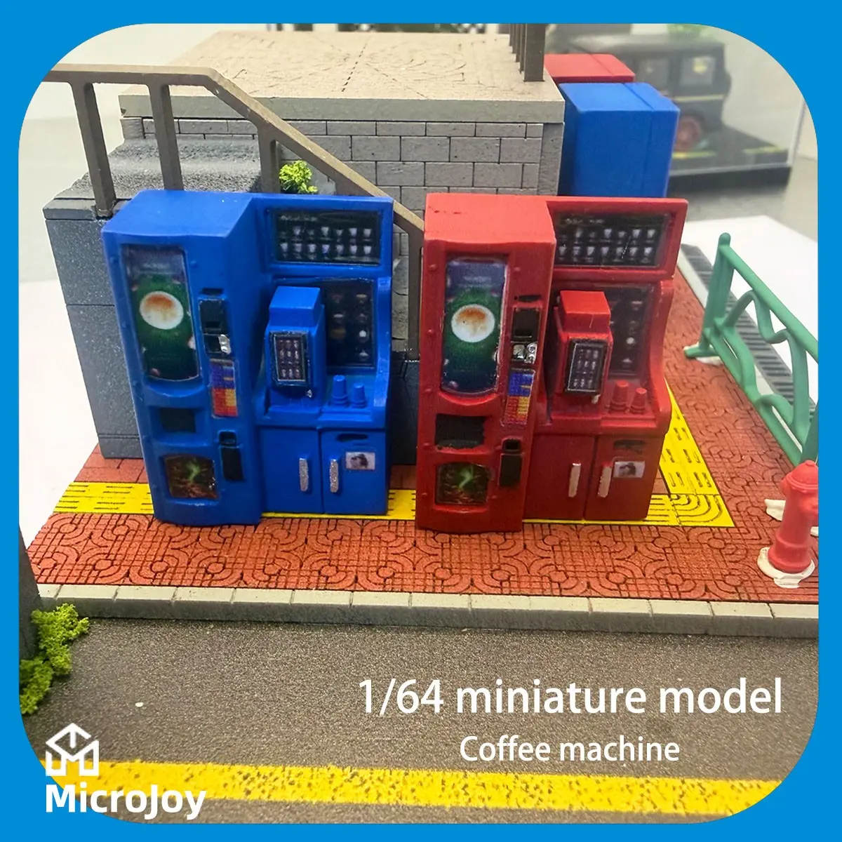 Detailed Scene 1: 1:64 Scale Miniature Coffee Machine Model, Retro Style Portable Display, Street Layout Decoration