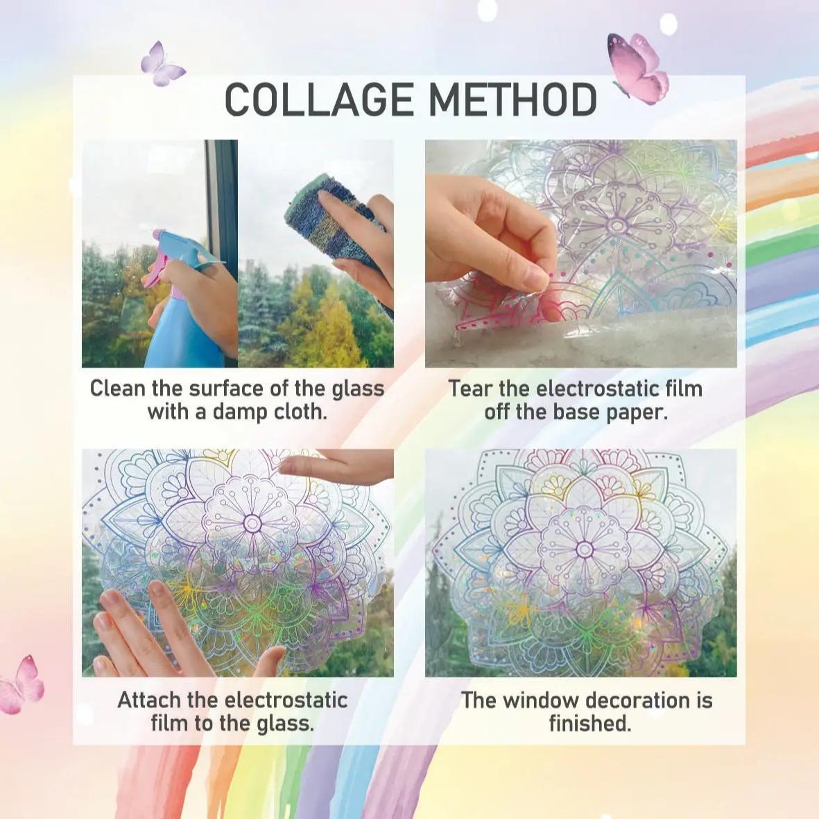 Daisy Pattern Window Sticker, Double Sided Window Decal, Static Cling Window Film, Floral Pattern Sticker, Decorative Sticker for Home Kitchen Living Room Bathroom, Ornaments