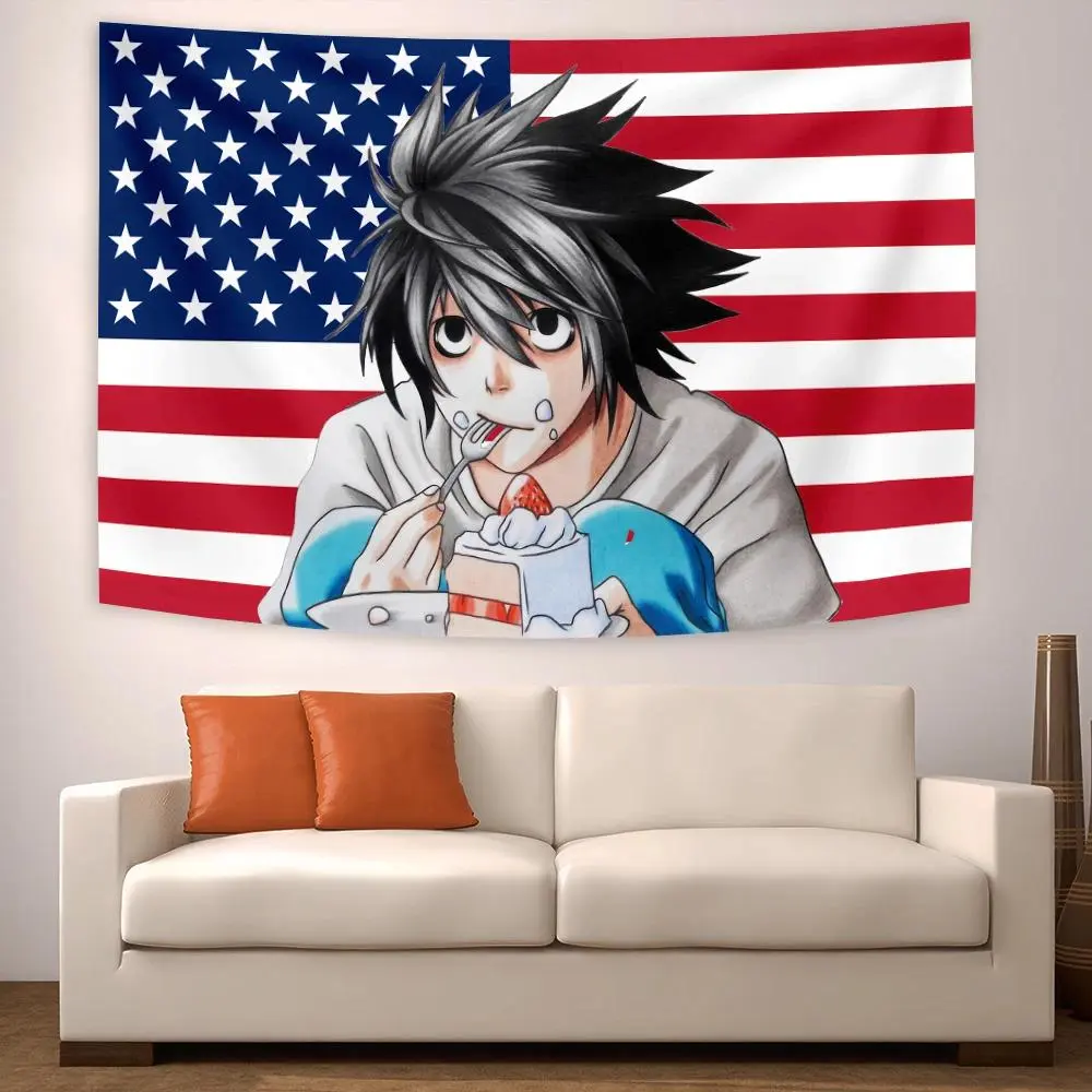 Classic Anime Death Note Print Tapestry - Hanging Wall Backdrop for Living Room, Bedroom Photo & Dorm Decor Supplies, Lightweight