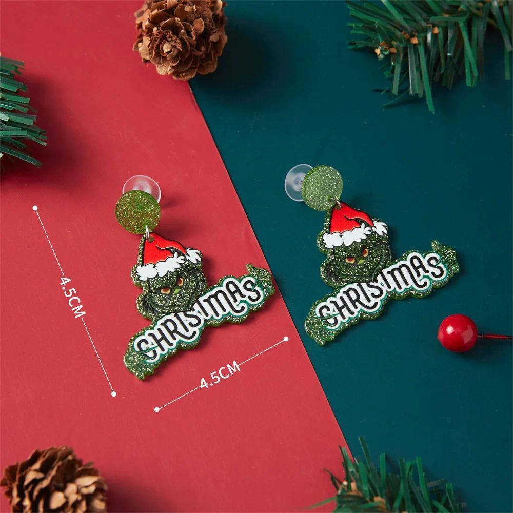 2026 Christmas Earrings Classic Cartoon Series Metal Acrylic Drop Earring for Woman Girl New Year Christmas Party Gift