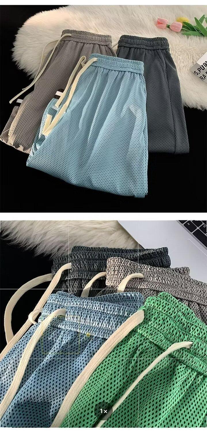 Men's Mesh Quick Dry Ice Silk Basketball Shorts - Summer Breathable Plus Size Sports 5-Inch Shorts for Fitness & Badminton